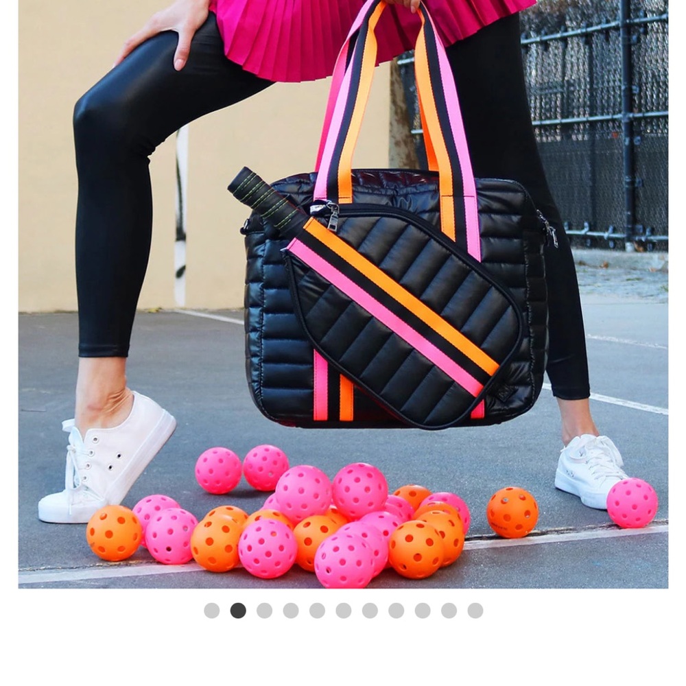 THINK ROYLN Black Quilted Bag with Vibrant Stripes